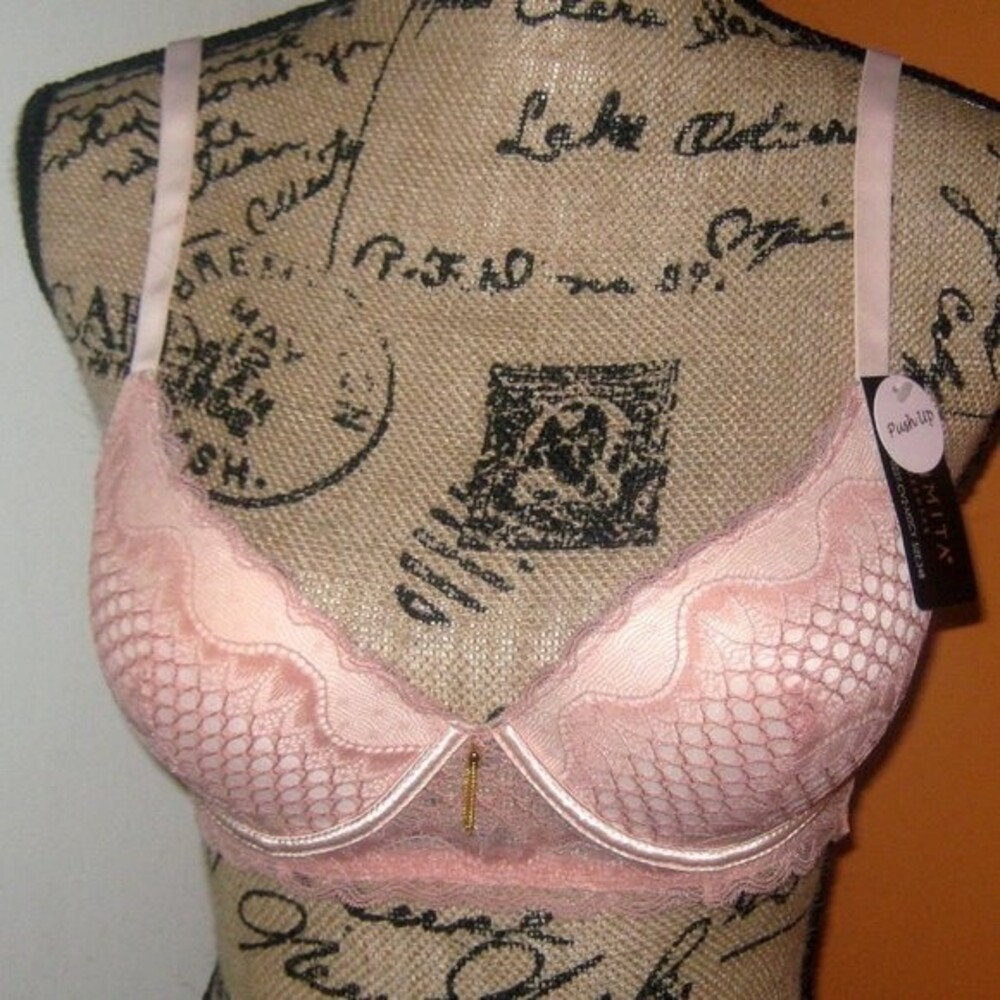 Youmita 34B Muted Clay 2tone geo lace bra w/underwire NWT